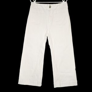 Maeve Anthropologie Women's The Colette Cropped White Wide-Leg Pant Size 32
